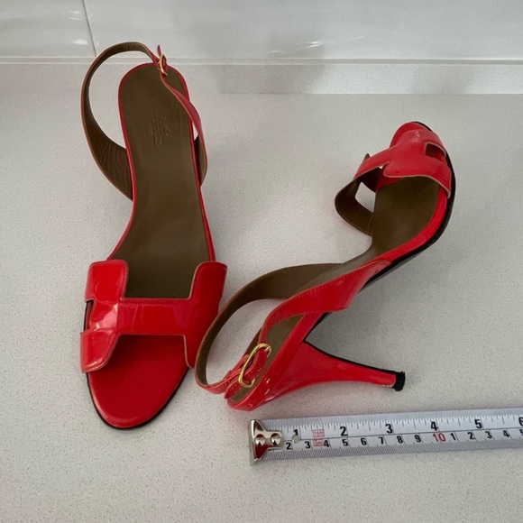 Authentic Hermes Red Sandals Heels - Picture 10 of 12